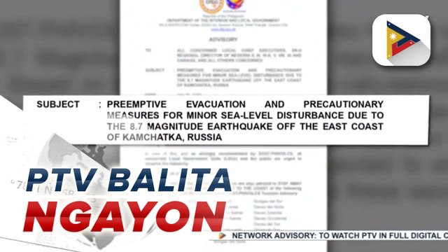 DILG, naglabas ng abiso hinggil sa preemptive evacuation ng mga lugar na posibleng maapektuhan ng tsunami