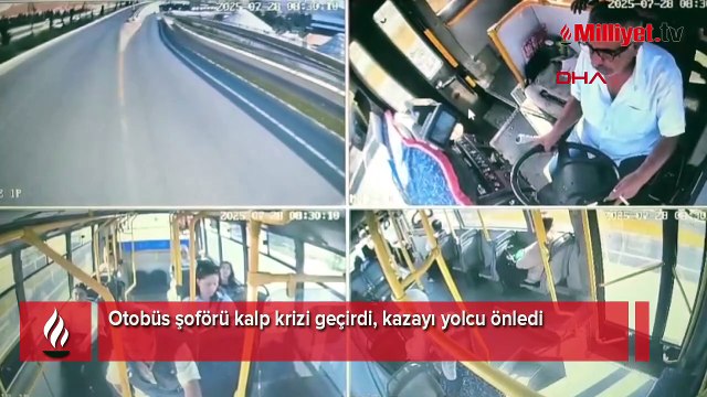 Otobüs şoförü kalp krizi geçirdi! Faciayı yolcu önledi