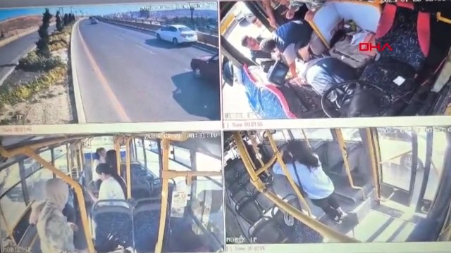 Otobüs şoförü kalp krizi geçirdi; kontrolden çıkan otobüsü yolcu durdurdu