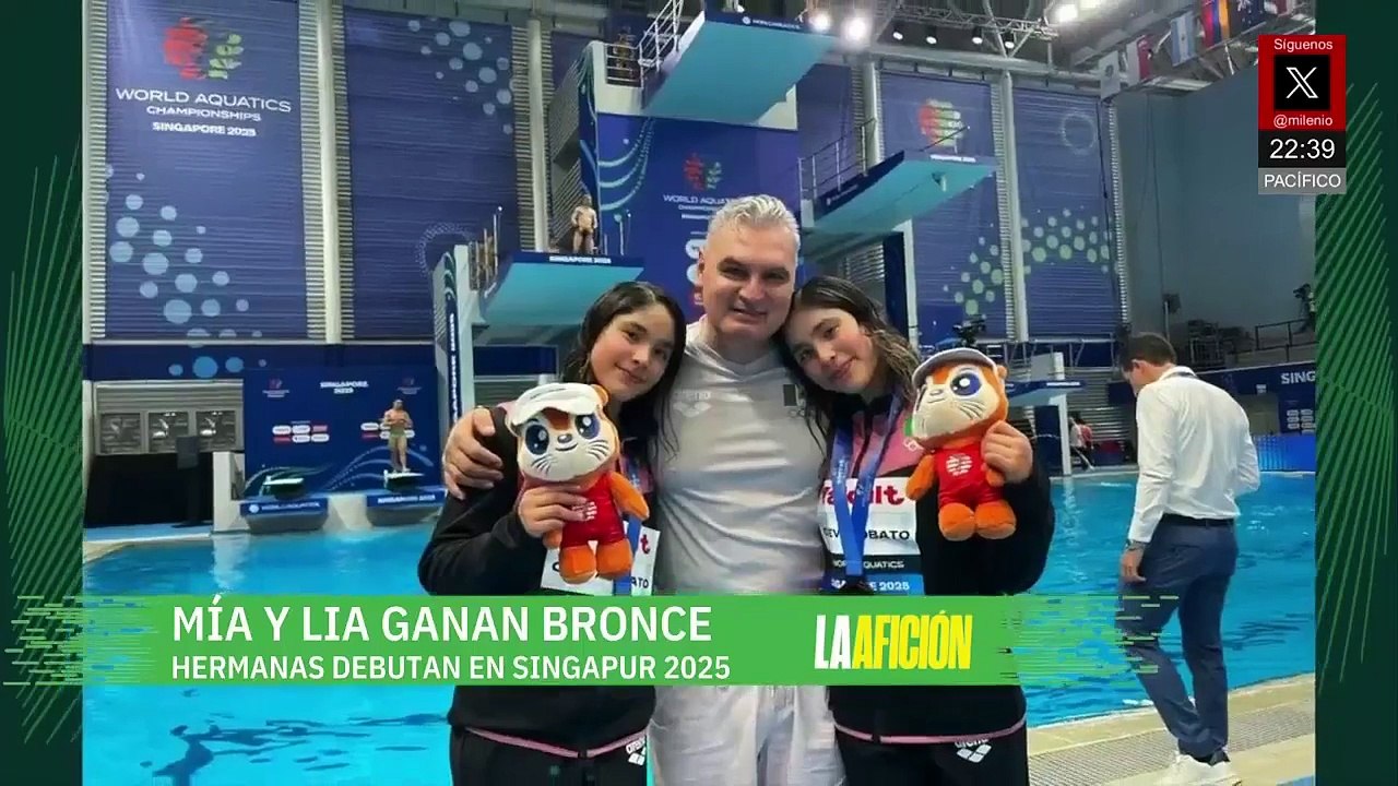 La gemelas mexicanas Lia y Mia, logran el bronce en trampolín de 3 metros en el Mundial de Natación