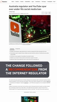 Australia widens teen social media ban to YouTube, scraps exemption