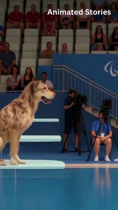 Dog jump in water at olympic