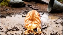 21-Second Cat Transformation: Muddy to Fluffy ASMR (Satisfying Brush Noises, Purrs) ✨
