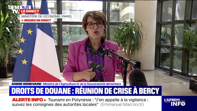 Droits de douane de 15% pour l'UE: C'est un accord déséquilibré , indique Annie Genevard, ministre de l'Agriculture