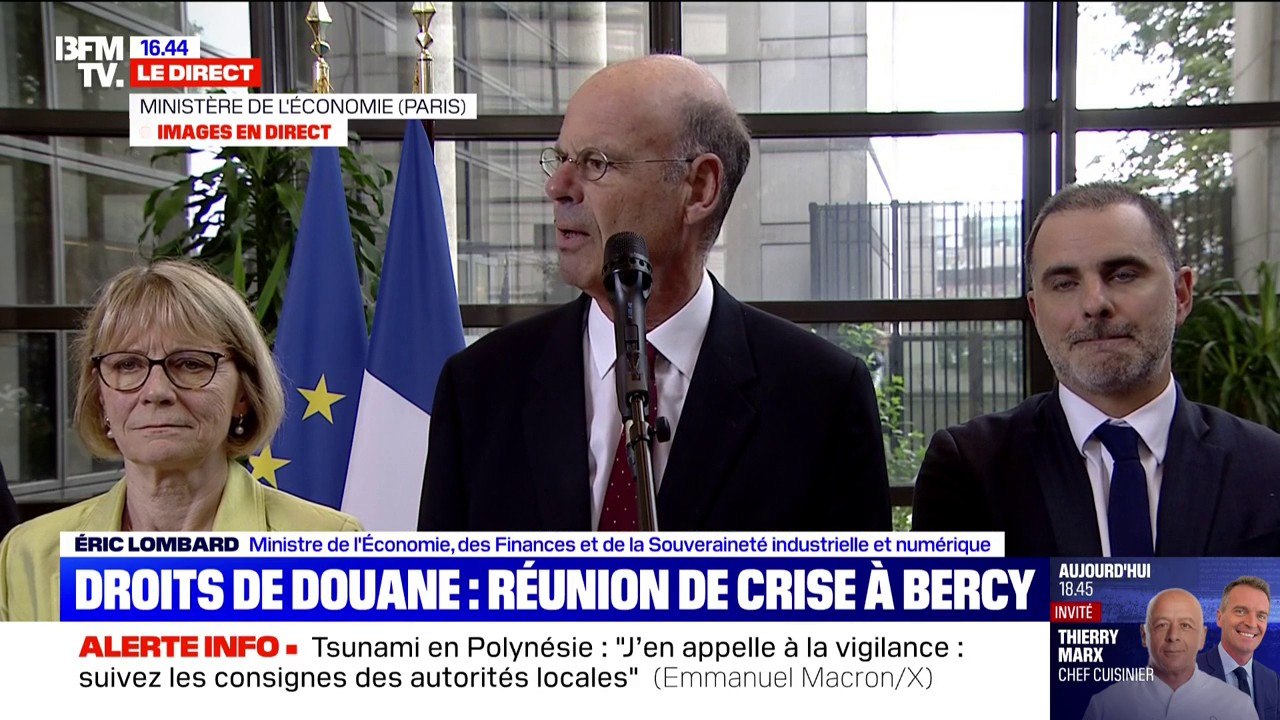 Droits de douane de 15% pour l'UE: pour Éric Lombard, ministre de l'Économie, "c'est un soulagement d'avoir évité une escalade commerciale" avec les États-Unis