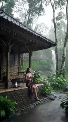 Relaxing Rain Sounds at a Village House in Indonesia 🌧️🕊️ #amsr #waterfall #nature