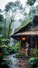 Coffee and Rain A Peaceful Morning in the Jungle 🌿☕ #amsr #waterfall #nature