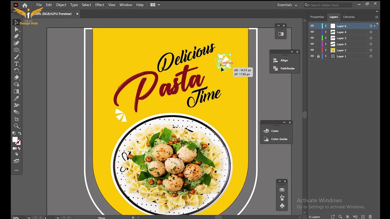 Delicious Pasta Social Media Post Design in Adobe Illustrator #illustrator #socialmedia #post #design #tutorial