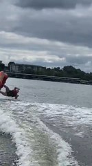Woman Wipes Out While Tubing on Lake