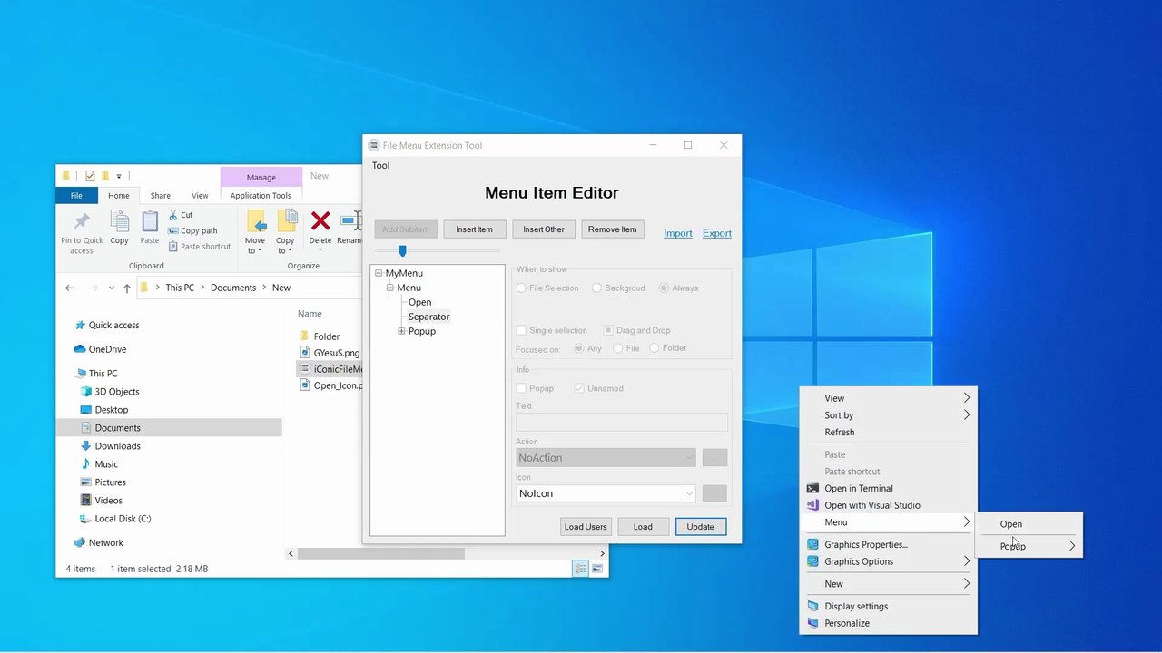 How to install and configure iConic File Menu Extension Tool - A Free Windows Utility To Add Custom Menu Items to File Explorer Context Menu