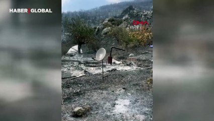 Yanan dağ evinden geriye onlar kaldı