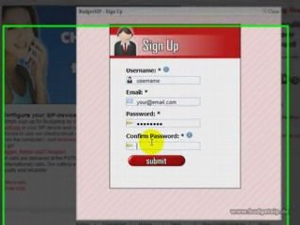How to sign up on budgetsip (www.budgetsip.de) ?