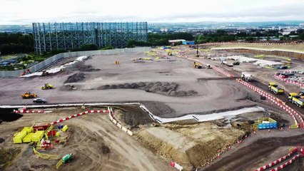 HMP Glasgow construction underway with prison wall visible