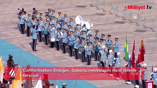 Cumhurbaşkanı Erdoğan, Gabonlu mevkidaşını resmi törenle karşıladı