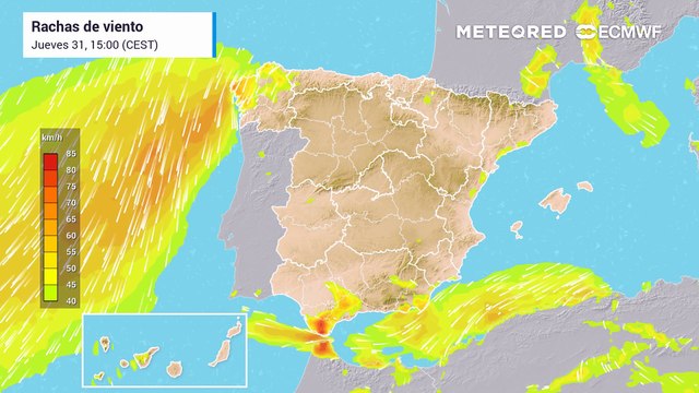 Importantes ráfagas de viento asociadas a las tormentas