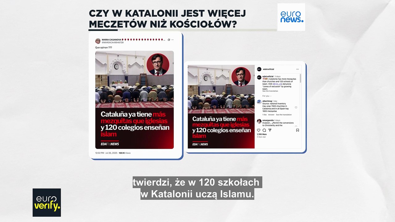 Weryfikacja faktów: czy w Katalonii jest więcej meczetów niż kościołów?