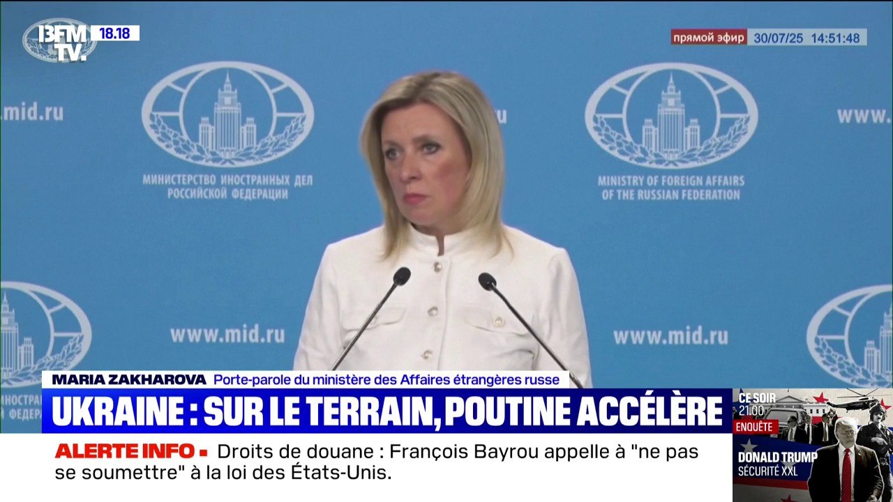 La porte-parole du ministère des Affaires étrangères russe indique "qu'un nombre sans précédent de sanctions et de restrictions illégales a déjà été imposé contre la Russie"