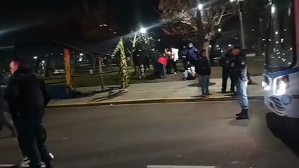 Un Ford Fiesta azul embistió a una para de colectivos con más de 15 peatrones