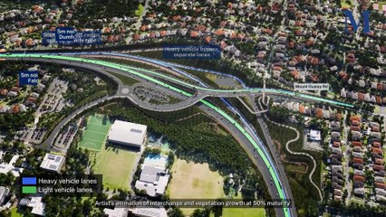 A flyover of the updated Mount Ousley Interchange