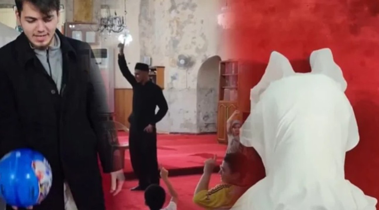 İçerik üretmek için camide şaklabanlık yaptılar! Sefo'nun viral şarkısına klip çektiler