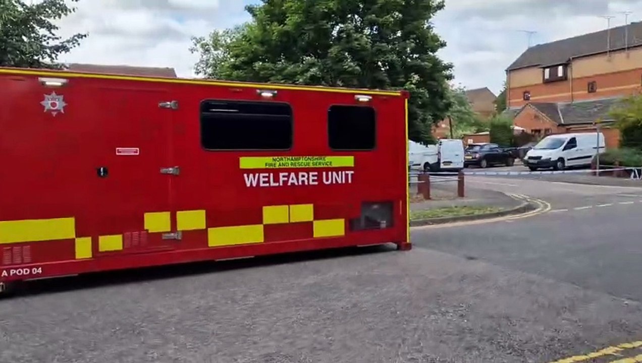 Police cordon in place around the canal in Northampton as emergency services respond to incident