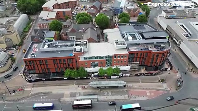 Fresh aerial footage over the new City Learning Quarter College campus, Wolverhampton, which is currently being built.
