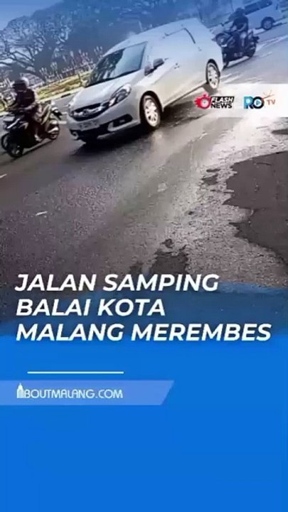 WASPADA! JALAN SAMPING BALAI KOTA MALANG MEREMBES