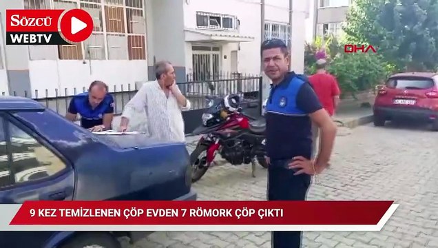 9 kez temizlenen çöp evden 7 römork çöp çıktı