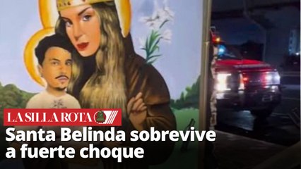 "Santa Belinda": Cuadro intacto tras choque sobrevive brutal accidente en Metepec