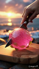 Cutting Glass Dragon Fruit Technique Demonstration