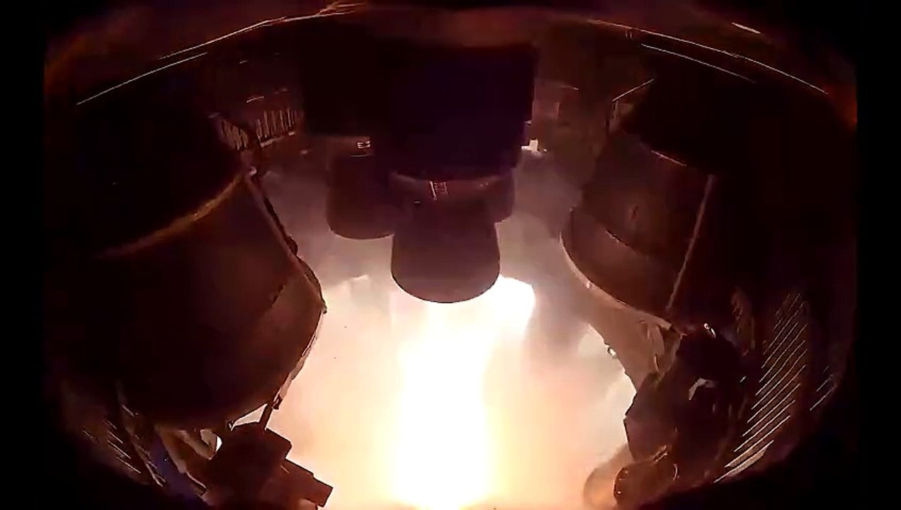 Starship single-engine static fire demonstrating an in-space burn complete on Pad 1 at Starbase