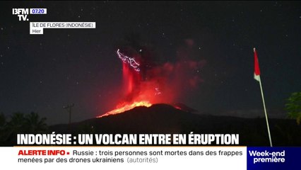 Indonésie: les images du mont Lewotobi Laki-Laki, entré en éruption