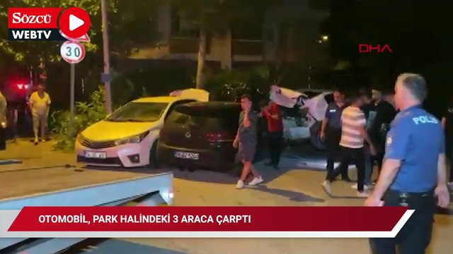Otomobil, park halindeki 3 araca çarptı; alkollü sürücü yaralı