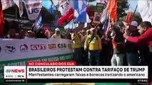 Brasileiros protestam contra tarifaço de Donald Trump