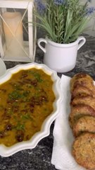 Daal chawal and shami kabab