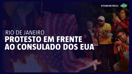 Protesto em frente ao consulado dos EUA no RJ