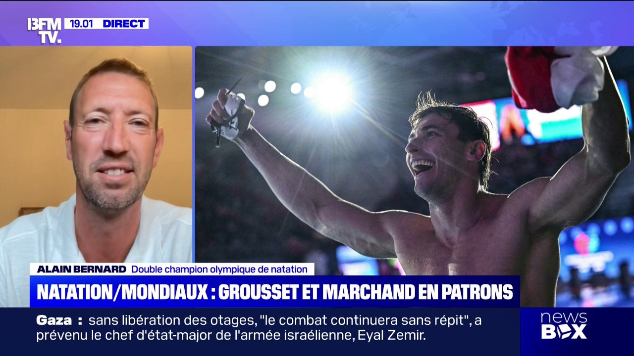 Alain Bernard, double champion olympique de natation, revient sur les médailles de Léon Marchand et Maxime Grousset aux mondiaux de natations à Singapour