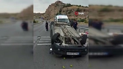 Lastiği kopan otomobil takla attı: 1 yaralı