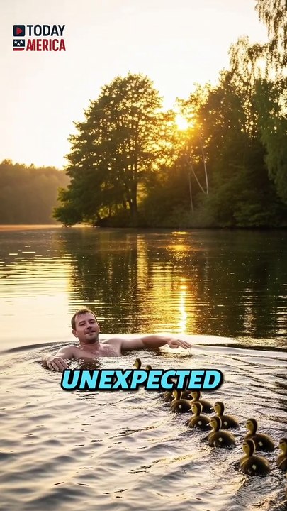 Man Becomes Duck Dad: Lost Ducklings Adopt Swimmer in Heartwarming Moment  #DuckDad #WildlifeLove #AnimalBond #UnexpectedFamily #WholesomeMoments #LakeLife #Heartwarming #AnimalsAndHumans #Ducklings #NatureConnection