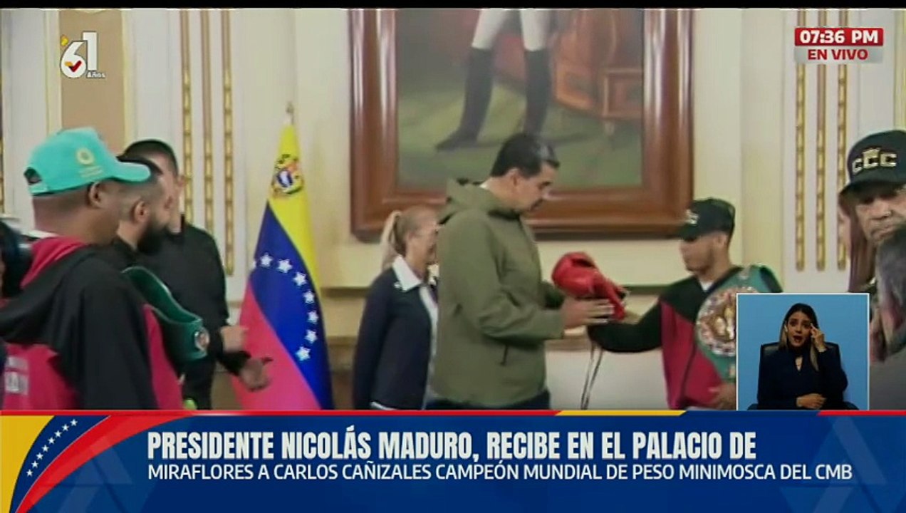 Presidente Nicolás Maduro recibe al campeón mundial de peso minimosca Carlos Cañizales en Miraflores