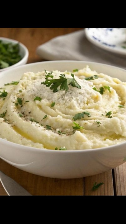Creamy Garlic Mashed Cauliflower🥄🧄 A creamy, low-carb twist on classic mashed potatoes! This Creamy Garlic Mashed Cauliflower is smooth, rich, and full of flavor – perfect for a healthy side dish! 🌱✨