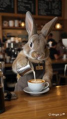 Barista Rabbit Coffee Shop Scene - AI Video