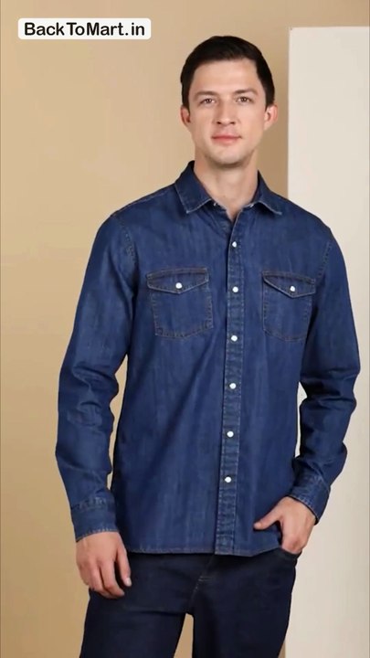 Men's Casual Cotton Denim Shirt (Regular Fit) #fashion #trends