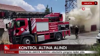 Malatya'da elektrik kabloları odunlukta yangına neden oldu