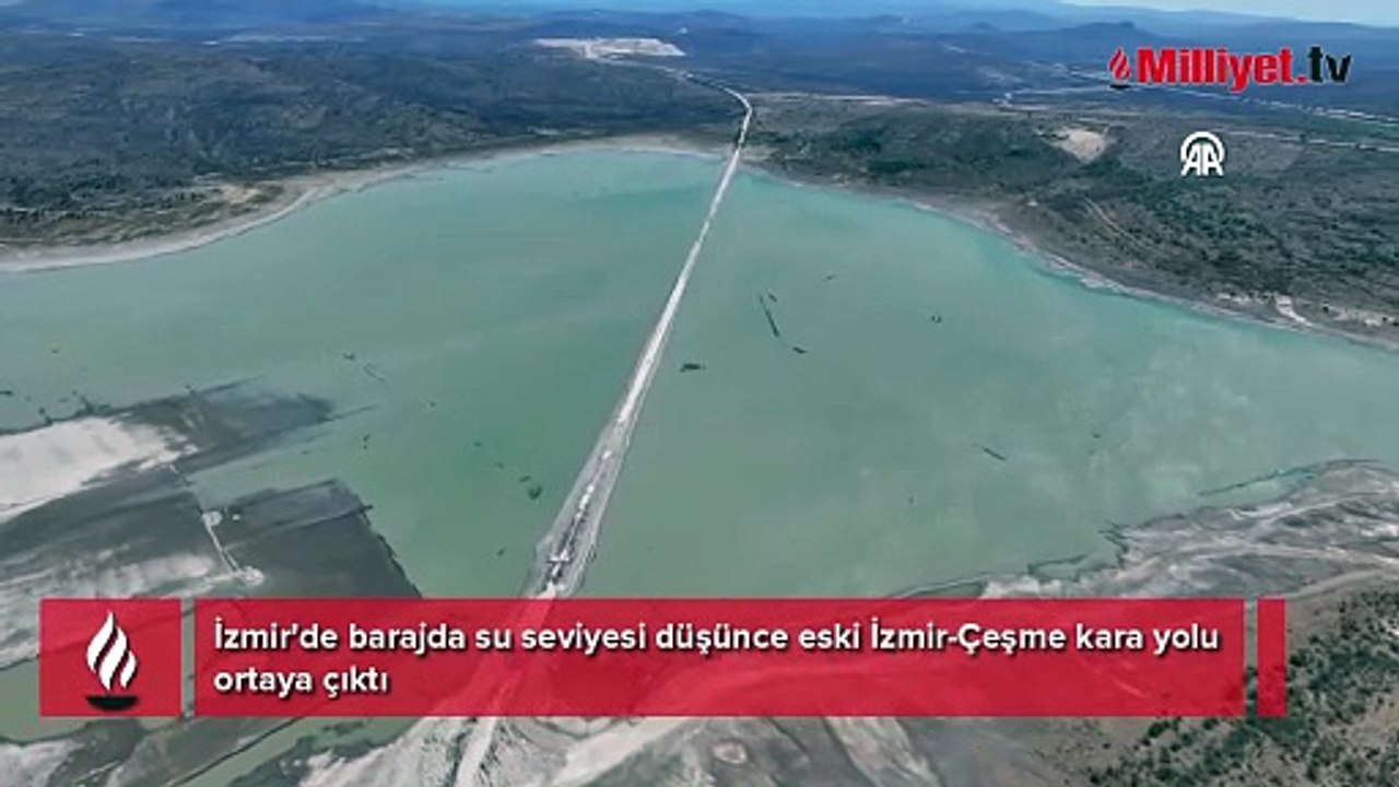İzmir'de barajda su seviyesi düştü, eski İzmir-Çeşme kara yolu ortaya çıktı