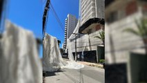 Pedaços de superprédio em construção despencam no Meireles