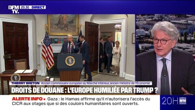 15% de droits de douane américains: C'est un accord de fait unilatéral , déplore Thierry Breton (ancien commissaire européen)