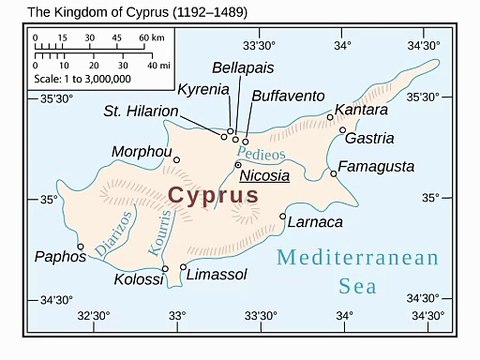 Map of Kingdom of Cyprus. Peta Kerajaan Siprus. Kingdom of Cyprus Map. Map of Cyprus Kingdom. Cyprus Kingdom Map. Χάρτης του Βασιλείου της Κύπρου. Kıbrıs Krallığı Haritası. Carte du Royaume de Chypre. Mapa do Reino de Chipre. Mapa del Reino de Chipre