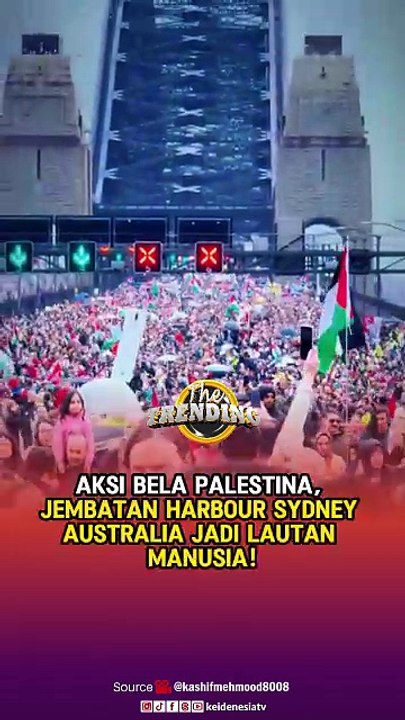 Aksi Bela Palestina, Jembatan Harbour Sydney Australia Jadi Lautan Manusia!