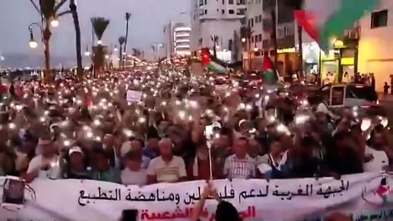 مراکش میں غزہ کے حق میں زبردست احتجاج
